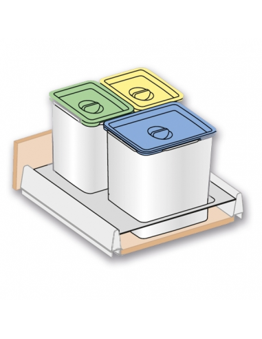 Cubos Reciclaje Basura 2 x 24 + 2 x 8 L con Sistema de Guías